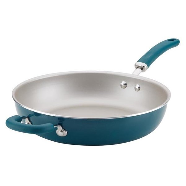 Rachael Ray Rachael Ray 12012 Create Delicious Aluminum Nonstick Deep Skillet; 12.5 in. - Teal Shimmer 12012